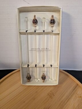 New Pier 1 Swizzle Glass Crown Royal Regal Drink Mixing Sticks Lot Bundle Of 4